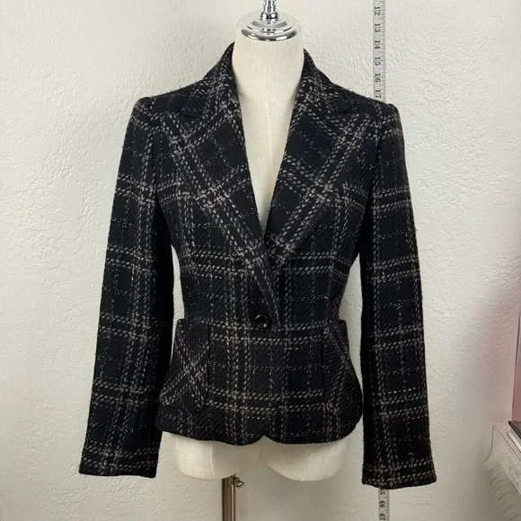 VINTAGE ZARA WOOL BLEND BLAZER DETACHABLE FAUX FUR - Picture 3 of 15
